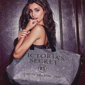 NWOT Victoria's Secret Silver Glitter Tote Bag